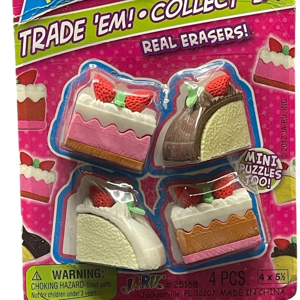 JA-RV Inc. Sweet Treats Puzzle Erasers Set of 4 Dessert Cake Chocolate Berries